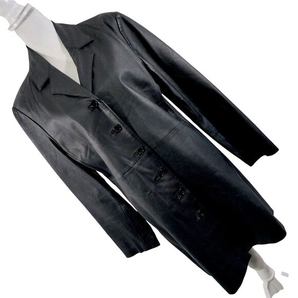 JOHN PAUL RICHARD/UNIFORM! BLACK GENUINE LEATHER LONG TAILORED JACKET! SZ 10 - Picture 13 of 13
